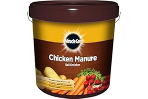 GEGIZUN Miracle-Gro Chicken Manure Soil Enricher - 10KG Tub Easy To Use Pellets