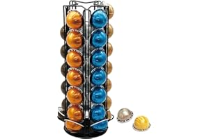 MaxMiuly Coffee Capsule Holder for Nespresso Vertuo Vertuoline Pod (35pcs),Coffee Capsule Stand Rotating Coffee Pod Holder Storage Rack (Black 35 pods)