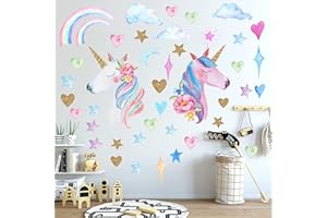 HSDSH Wandtattoo Einhorn Wandsticker Kinderzimmer Mädchen Wandaufkleber Regenbogen Stern Kinder Aufkleber abnehmbar für Mädchen Kinderzimmer Babyzimmer Schlafzimmer Wanddeko