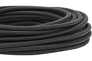 NUODIFAN Textilkabel für Lampe/Textilummanteltes Kunststoffleitung Stoffkabel Stromkabel / 3-adrig 3x0,75mm² mit Erdleiter/für Elektroartikel und DIY Lampezubehör/Schwarz (5m)