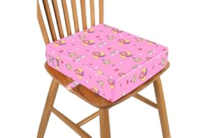 MATIVE Rehausseur Chaise Enfant,Support Plus Solide Base Antidérapante Double Sangles Sécurisées Pour Salle à Manger Pour enfant Coussin de Voyage Portable (Rose)
