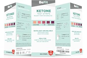 Befit Strisce di Test analisi chetone. Ideale per seguire la Dieta chetogenica (Intermittent Fasting, Paleo, Atkins, Dukan). 100 Strisce + 25 Gratis