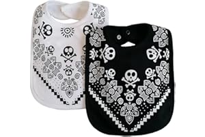 Baby Moo's | 2 bavoirs Rock n Roll | Rock Star pour garçons ou filles | Baby Shower, nouveau-né ou 1er anniversaire, cadeau unisexe neutre ou jumeau [Lot de 2, 0-3 ans] 1 bavoir noir et 1 bavoir blanc