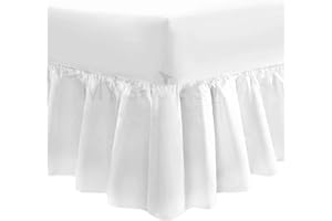 COTTON WORKS Valance Fitted Sheets Combed Poly-Cotton Plain Dyed Non Iron Percale Frilled Pleated Box Bed Sheet Bedding(White, Pillow Covers)