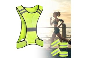 Abnaok Zestaw odblaskowych kamizelek – 4 x pasek odblaskowy i kamizelka odblaskowa, kamizelka odblaskowa z paskami odblaskowymi, kamizelka odblaskowa na rower, kamizelka odblaskowa do biegania w nocy, biegania