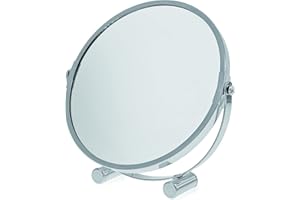 Blue Canyon 17cm Free Standing Round Swivel Mirror - Chrome Finish - Perfect for Shaving and Applying Makeup - One Side with 3x Magnification - Double Sided Multipurpose Mirror - BA121