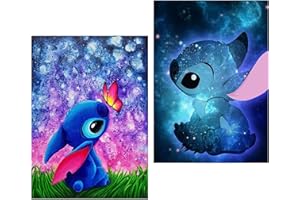 HONGYRJY Stitch Diamond Painting for Adults 2 Pack-Stitch Diamond Art for Kids Beginners,5D Diamond Painting Stitch for Gift Home Wall Decor (12x16inch)