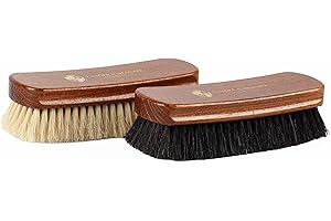 ‎LANGER & MESSMER EXKLUSIVE SCHUHMODE HEIDELBERG Langer & Messmer Schuhbürste aus feinem Rosshaar zum effektiven Polieren Ihrer Schuhe - Die Polierbürste für die professionelle Schuhpflege - 2er Set hell/dunkel