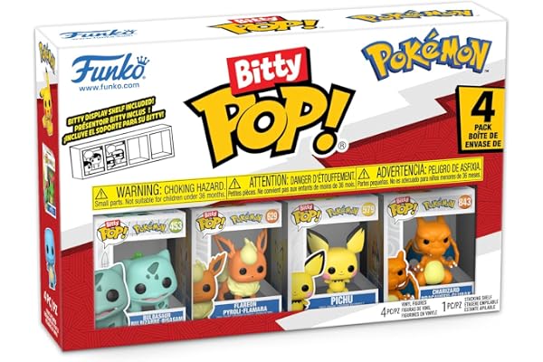Funko Bitty Pop! Pokemon - Bulbasaur 4PKE en överraskning mystisk minifigur - 0,9 tum (2,2 cm) samlarobjekt - Stapelbar displayhylla ingår - presentidé - partylagerväskor