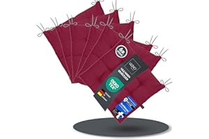 ‎LILENO HOME LILENO HOME 6er Set Stuhlkissen 29 Bordeaux (40x40x6 cm) - Sitzkissen für Garten, Küche oder Esszimmer - UV-beständige Indoor u. Outdoor Stuhlauflage als Stuhl-Kissen (Linda FUM)