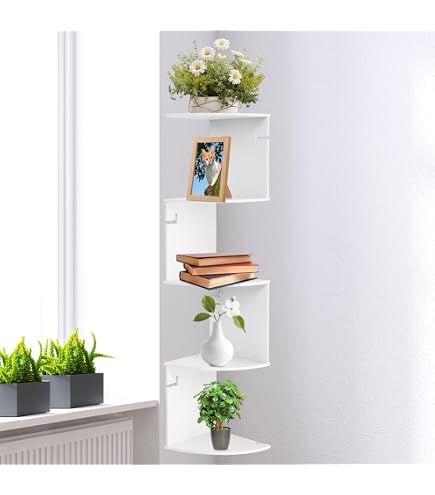 Vetrina Angolare In Cristallo Temperato 4 Ripiani  58x58X190  Colore Bianco Lucido 62677099