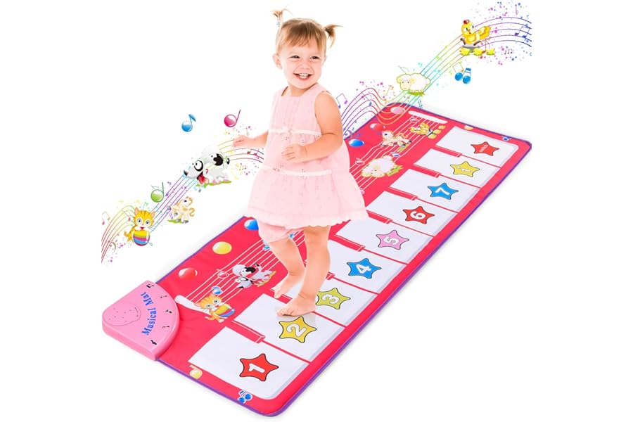Gralal Musical Toys for 1 2 3 Year Old Girls Gifts, Piano Dance Mat for Kids with 8 Animals Sounds, Early Educational Toddlers Baby Toys Birthday Present for Girls Kids - Easter Gifts