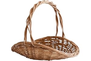 MUZRUNQ Cestino intrecciato per picnic cestino per vimini con manico cestini da picnic decorativi per cestini da picnic di stoccaggio quotidiano all'aperto, cesto da giardino, cesto con manico