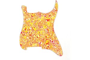 Musiclily 4 Otworów śrubki Pickguard bez Otworów Maskownica do Gitary typu Strat Custom, 4 warstwowy Czerwony żółty Shell
