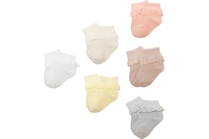DEBAIJIA Chaussettes Epaissir Bébé Fille Garçon en Coton Peigné Respirant Hiver Chaude Chaussette - 6 Paires-dentelle - Taille