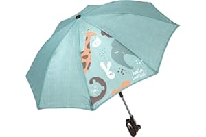 PERLETTI Ombrello Passeggino Parasole Universale Anti UV - Ombrellino da Sole Pioggia per Bambino Neonato con Stampa Animali