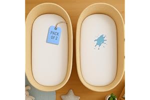 LAKHMAALI 2x 100% Waterproof Moses Basket Mattress Protector with 155 GSM Terry Towelling Fabric - Soft, Non-Noisy & Non-Allergenic Fitted Sheet (35 X 75 cm) (2 X Moses Basket Mattress Protectors)