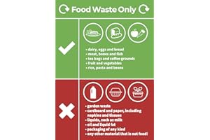 Chicbanners Food Waste Only List Safety Sign Self Adhesive Gloss Sticker 160mm x 125mm V2