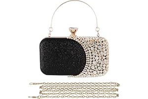 CORIOS Bolso de Fiesta para Mujer Bolsa de Noche Diamantes de Imitación Clutch Bolsos Bandolera Bolso de Hombro Bolsas de Mensajero para Fiesta de Graduación Banquete Boda Negro