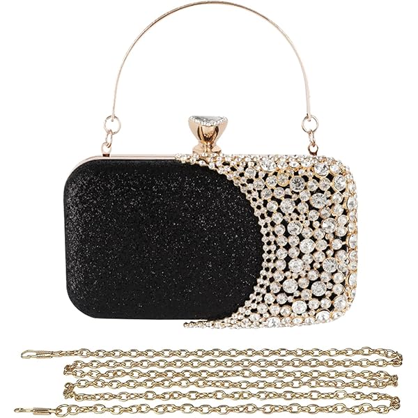 CORIOS Avondtas voor dames, met strass, kristallen clutch, fonkelende glitterhandtas, bruidstas, schoudertas, bankettas, crossbody-tas voor bruiloft, banket, cocktailparty, bal, Rood, L, Elegant