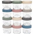 Baby Food Storage Jars w/Lids (4 oz, 12 Pack) – Reusable Baby Food Jars with Lids – Snack, Puree, or Breast Milk Storage Containers for Fridge – Freezer & Microwave Safe Baby Essentials Must Haves