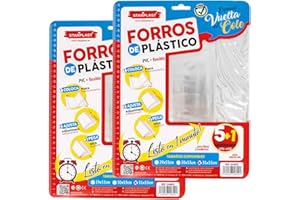 FORROS DE LIBROS STARPLAST - Forros de libros de plástico adhesivo ajustable, 12 Unidades transparentes, para proteger libros del colegio, universidad o biblioteca - Pack 2-31,5x53cm