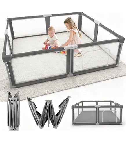 Fortella Soft Baby Speelmat voor op de Vloer – Comfortabele Speelmat voor Kinderen, Baby's, Peuters en Pasgeborenen – Niet-giftige, Draagbare Kruipmat, 120x120 cm (Ocean Ivory