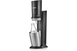 SodaStream Crystal 2.0 Bulleur d'eau de transfert, avec une bouteille en verre lavable au lave-vaisselle pour votre eau gazeuse! y compris 1 carafe en verre 0,6l Sans cylindre Couleur: titane/argent