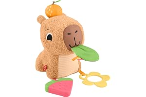 Fisher-Price Gosig capybara babyleksak | Mjuk leksak med BPA-fri bitring och skallra, sensorisk utveckling, finmotorik, från