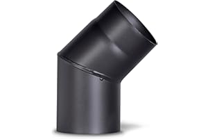 FIREFIX Stove Pipe Elbow 2 mm Thick Steel (Smoke Tube) 120 mm Diameter for Stoves and Fireplaces Senotherm Black 45 Degrees Without Cleaning Door