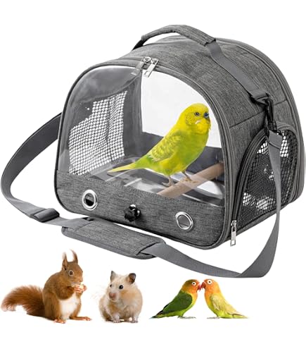 Transporttasche Für Vögel Mit Sitzstange & Edelstahltablett – Atmungsaktiv, Faltbar, Für Papageien & Sittiche (30x24x26 Cm)