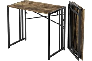 Lutown-Teen 90 cm Scrivania Pieghevole Per Computer, Scrivania Da Campeggio Per Computer Da Gioco, Tavolo Per Ufficio Domestico Senza Necessità Di Montaggio, Marrone Rustico