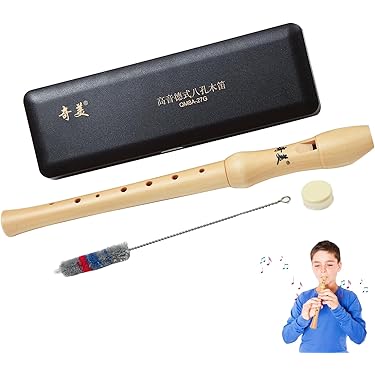 Flauto Dolce Soprano Legno - 8 Fori, Stile Tedesco, Con Kit Pulizia, Per Principianti - Foto 3