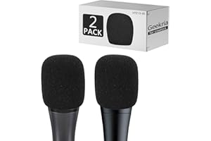 Geekria for Creators Lot de 2 pare-brises en mousse compatibles avec Sennheiser E 935, E 945, E 835, E 845-S Microphone Anti-pop Filtre en mousse Noir