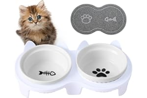 GIGIIS Ciotole per Cani Piccoli Gattini Ciotole per Gatti con Base e Pad Antiscivolo Ciotola Gatto Ceramica Ciotola Gatto Ceramica per Alimenti e Acqua per Gattini Cani Animali Domestici