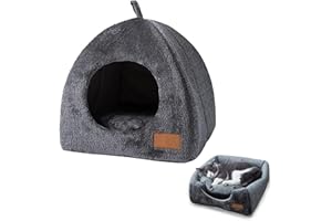Peosevi Casetta per Gatti,2in1 Tenda Gatto,Villa Rimovibile Spessa E Traspirante Racchiusa,Comodo Letto da Interni,Letti per Tenda e Cani con Grotta, M: 36*36*38 cm/14.17*14.17*14.96 pollici