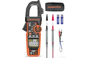 POROMETISTO All-in-One CM06PRO Pinza Amperimétrica Digital 6000 Cuentas True RMS - Multímetro Digital Profesional, Voltímetro Amperímetro, Mide AC/DC 1000A, InRush, NCV, VFD, Temperatura, Capacitancia