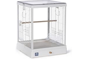 Prevue Pet Products Clear View Glass Bird Cage Crystal Palace for Small Birds - White Frame