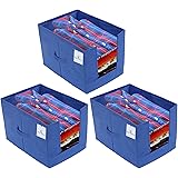 Kuber Industries 3 Pieces Non Woven Shirt Stacker/Shirt Organizer Wardrobe Organizer (Blue)-KUBMART2880