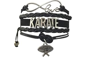 Sportybella Karate Charm Bracelet - Infinity Karate Adjustable Charm Bracelet with Martial Arts Charm - Gift for Women and Girls