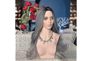 JINGFA Realistic Female Mannequin Head with Shoulders for Wigs Earrings Hats Displaying,Glam Half Body Mannequin Head Wig Head Stand (JF-DP496-YH1)