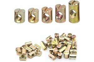 Forhandy 50 tornillos de tuerca transversal M6, tuerca cilíndrica de acero al carbono, barril, tuercas de barril, 11 mm, 12 mm, 13 mm, 15 mm, 20 mm, tuercas cilíndricas ranuradas para cunas, sillas,