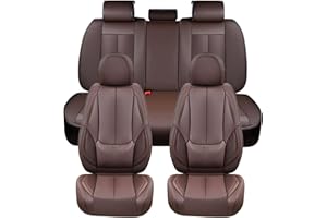 ‎COVERADO Coverado Sitzbezüge Vorne und Hinten 5 Stück, Wasserdichtes Leder Auto Sitzschutz Komplettset, Universal Fit für die meisten Limousinen SUV Pick-up Truck, Braun