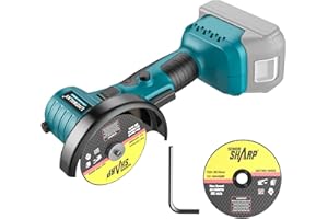 LIVOWALNY Battery Angle Grinder, for Makita Battery 18 V, Wireless Grinder with Brushless Motor, 2 Cutting Discs, Disc Diameter: 76 mm, without Batteries and Charger, for Cutting Grinding