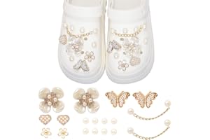 LUBOXIN Shoe Charms, Cute Bling Shoe Decoration Charms for Clog Shoes, DIY Sandals Shoe Decoration with Rhinestone, Shoe Accessories for Women Girls Shoes Clog Sandals