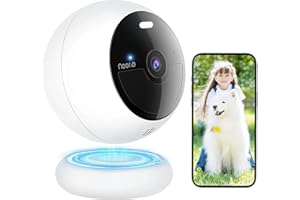 Noorio Telecamera Wifi Interno Esterno Senza Fili, Telecamera Batteria Casa con App Cellulare, Videocamera Sorveglianza, HDR 2K Visione Notturna a Colori,Rilevamento di Movimento,Lavora con Alexa