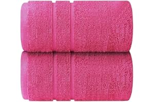 Westlane Linens Cotton Jumbo Bath Sheet (80 x 200 cm, 2 Pack) Ring Spun Highly Absorbent - Quick Dry Extra Large Bath Towel Super Soft Hotel Quality bathroom Towel (Fuchsia)