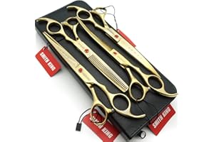 SMITH KING 7.0 Zoll Hundepflege Schere Set Hund gerade Schere Ausdünnungsschere Gebogene Schere 4Stk Set
