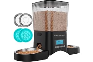 HONEYGUARDIAN Foderautomat Katt 2 Skålar, Automatisk Kattmatare för 2 Katter och Hund, 3.5L Cat Feeder Automatic med timer, K