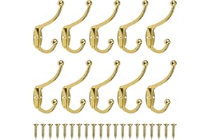 MengH-SHOP Coat Hook Wall Clothes Hooks Antique Vintage Hanger Heavy Duty Wall Mount Coat Rack for Door Bathroom Bedroom Kitchen 10 Pack Gold